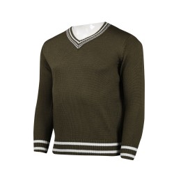 JUM045 Design Army Green V-neck Men's Sweater  2/32s70 Acrylic 30/Wool 427G  Sweater Manufacturer JUM045 Design Army Green V-neck Men's Sweater  2/32s70 Acrylic 30/Wool 427G  Sweater Manufacturer